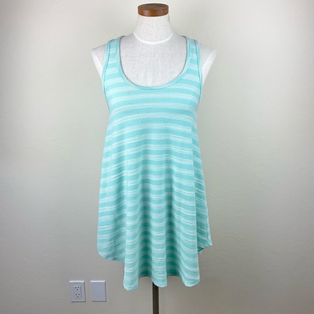 Bobi Striped Tank Midi Dress - Teal & White